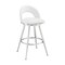 Armen Living Lottech Swivel Bar Stool in Brushed Stainless Steel with White Faux Leather 840254335424 - alternate 1